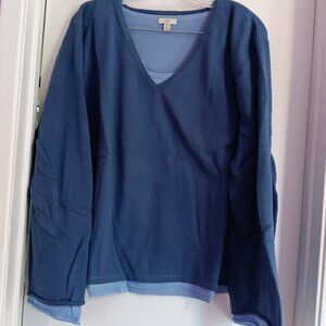 VINTAGE WOMEN'S J JILL 2X LAYERED LOOK BLUE SWEATER